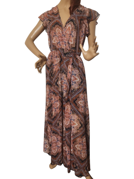 Kate And Lily Dresses & Skirts - Paisley Print Maxi Dress with Tie Waist - Rust Multi Sz 6